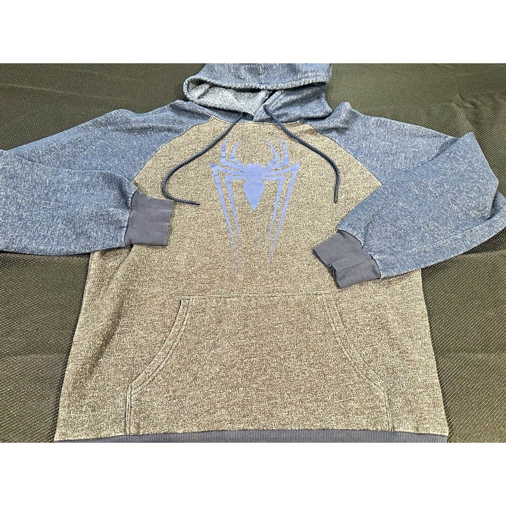 Marvel Spider-Man Hoodie Men’s Large, Colorblock Pullover Sweatshirt, Gray/Blue